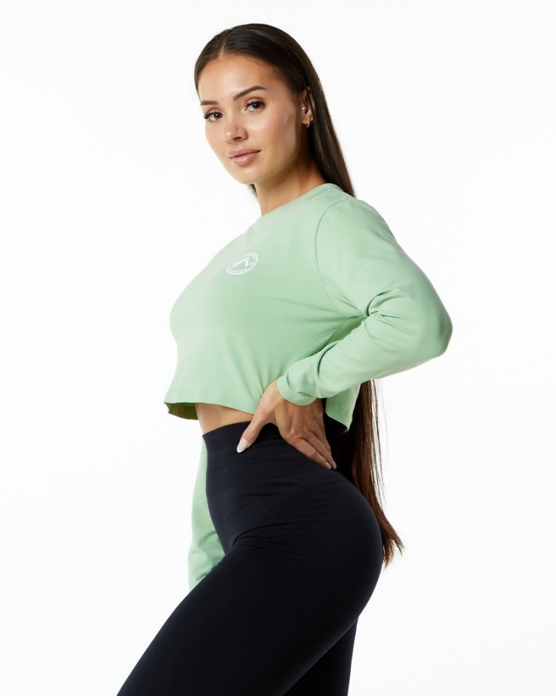 Pistachio Alphalete Dynasty LS Crop Women's Long Sleeve | 7083291-SI