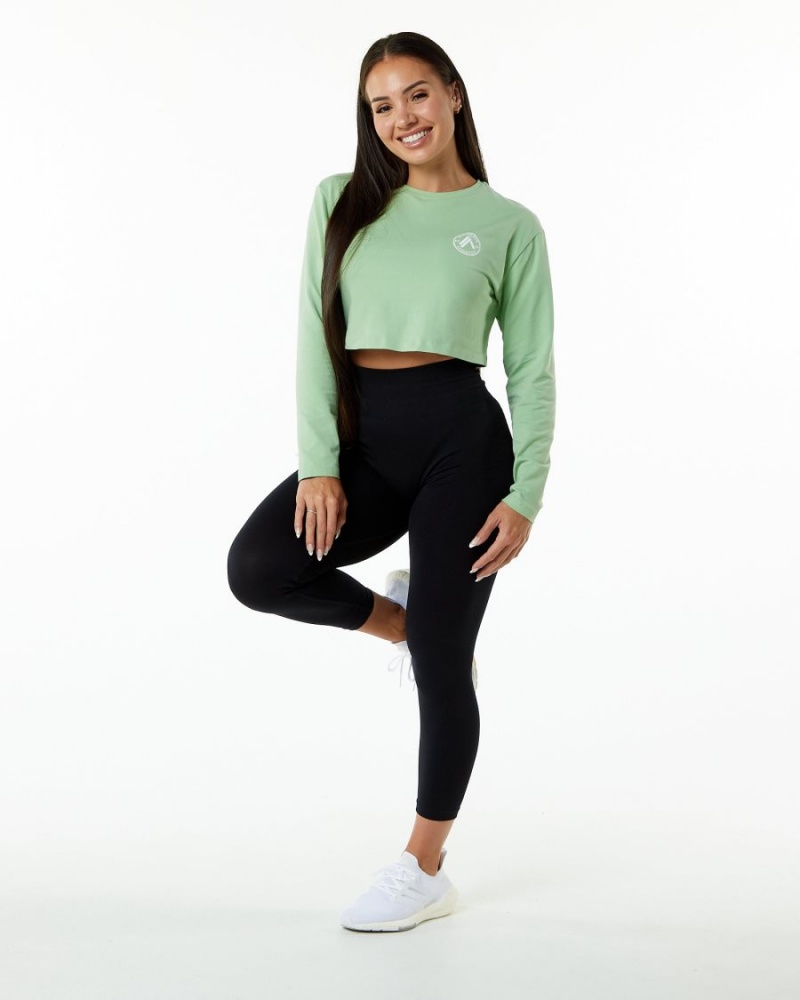 Pistachio Alphalete Dynasty LS Crop Women's Long Sleeve | 7083291-SI