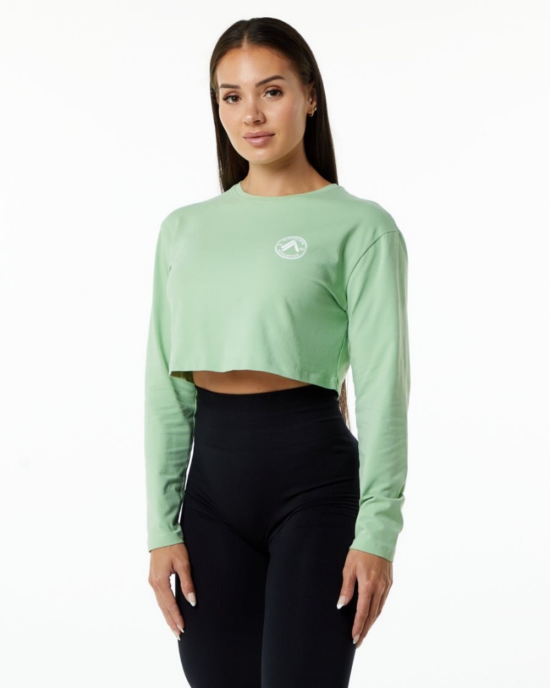 Pistachio Alphalete Dynasty LS Crop Women\'s Long Sleeve | 7083291-SI