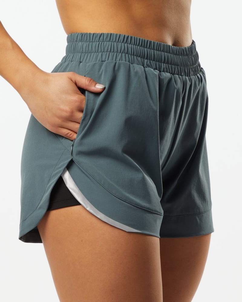 Porcelain Grey Alphalete Stride Short 3" Women's Shorts | 7530816-AO