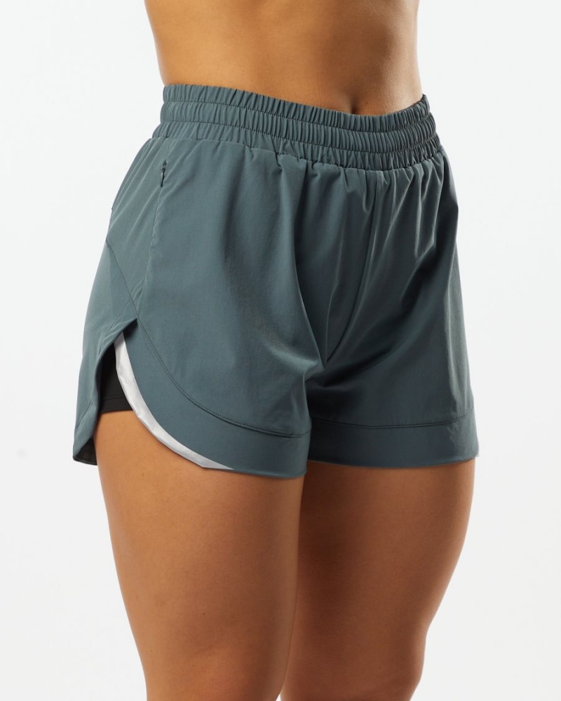 Porcelain Grey Alphalete Stride Short 3" Women's Shorts | 7530816-AO