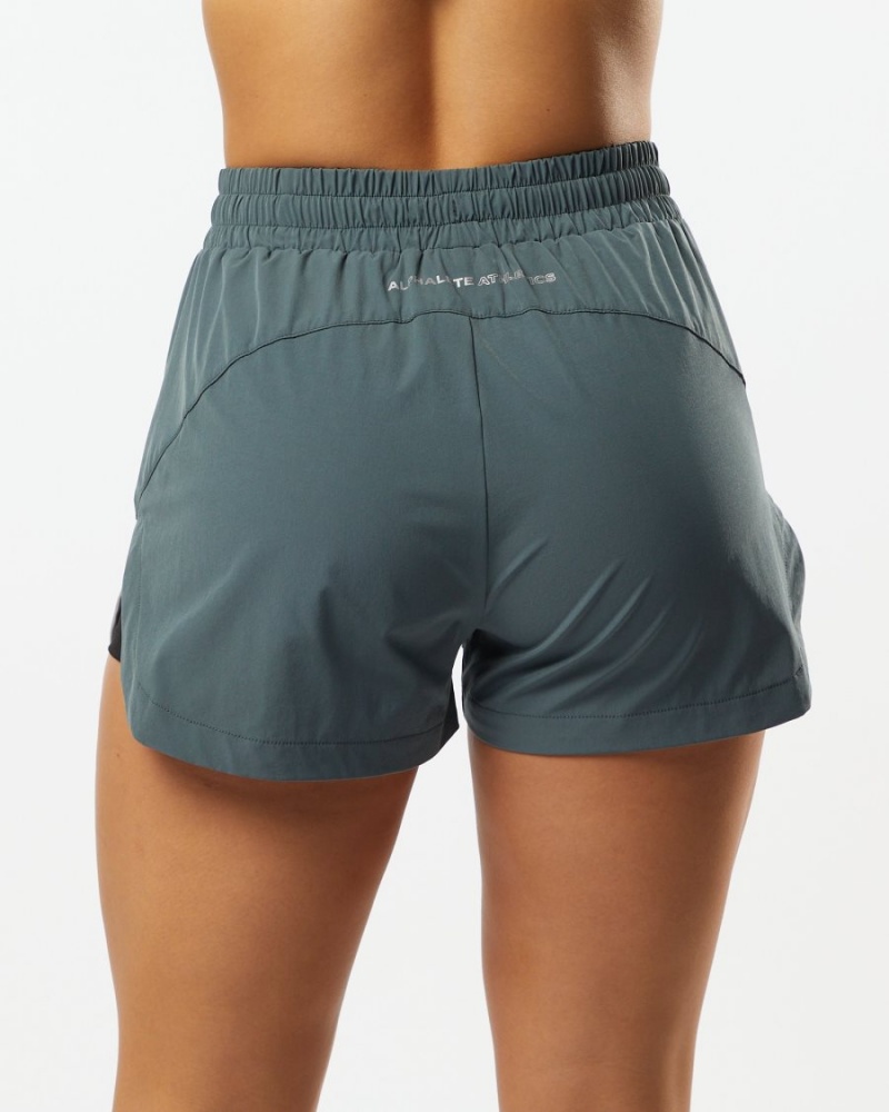 Porcelain Grey Alphalete Stride Short 3" Women's Shorts | 7530816-AO