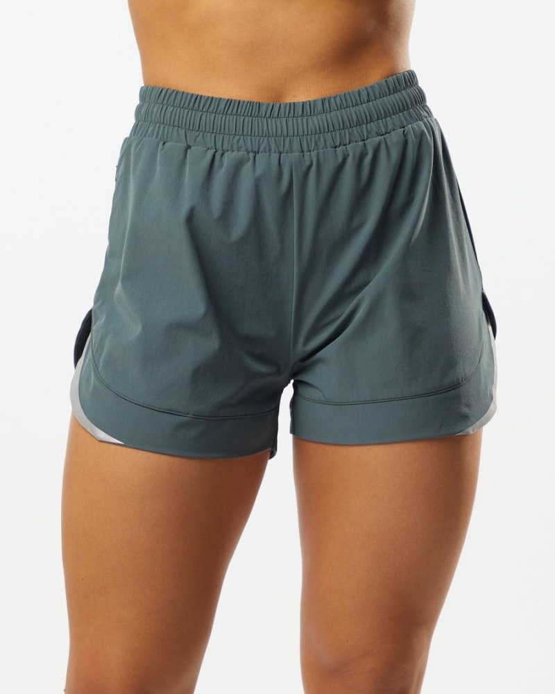 Porcelain Grey Alphalete Stride Short 3" Women\'s Shorts | 7530816-AO