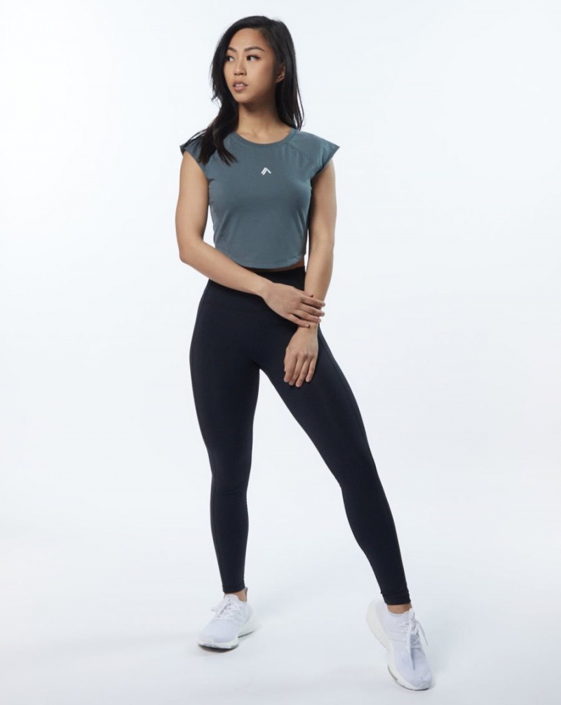 Porcelain Grey Alphalete Velocity Crop Tee Women's Shirts | 6120437-ZB