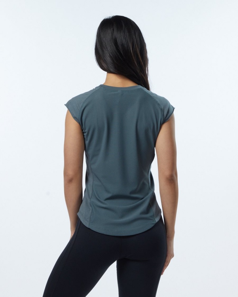 Porcelain Grey Alphalete Velocity Tee Women's Shirts | 1397568-WJ