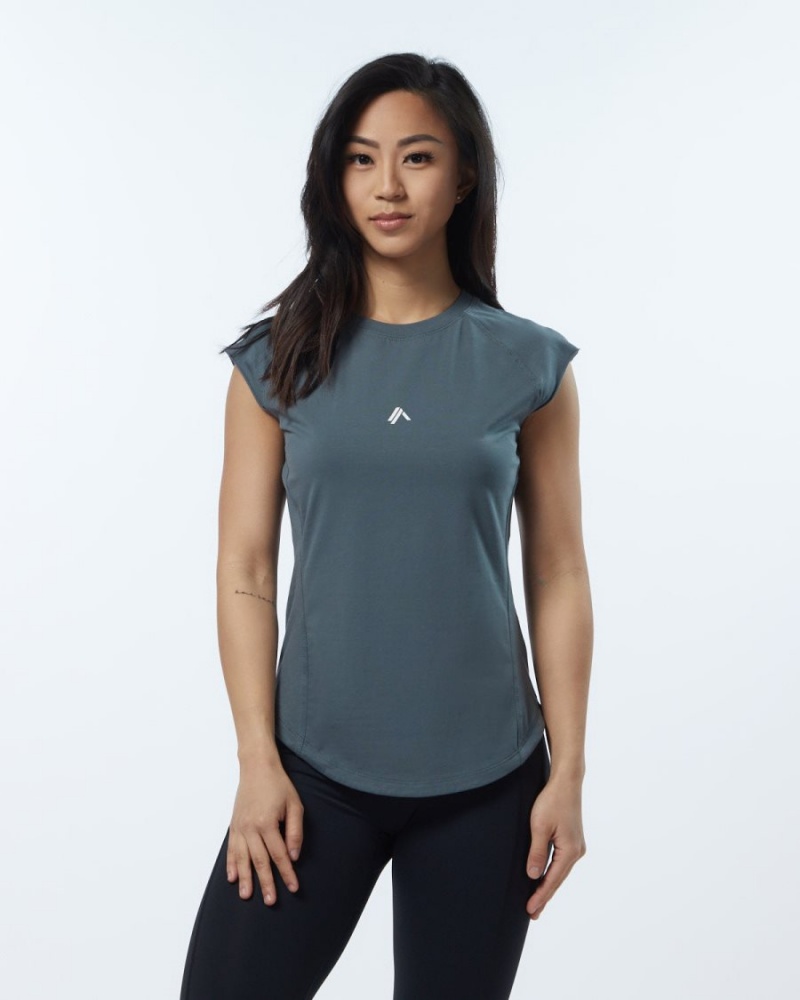 Porcelain Grey Alphalete Velocity Tee Women\'s Shirts | 1397568-WJ