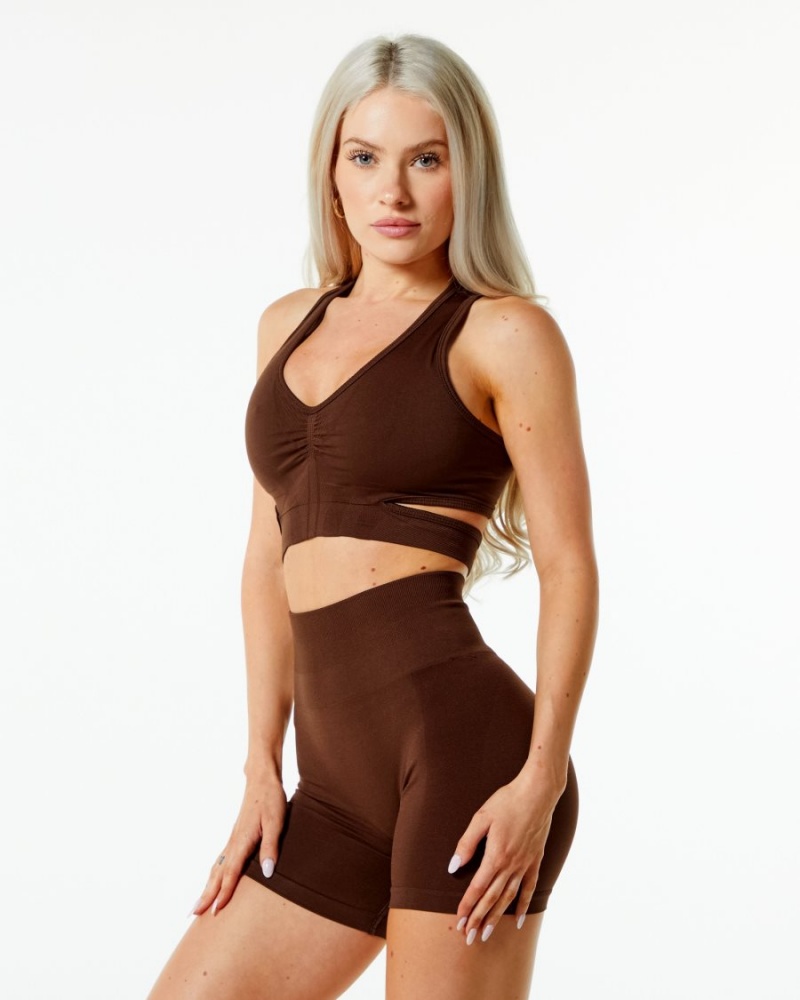 Rich Brown Alphalete Stratus Bra Women's Sports Bra | 1476893-KH