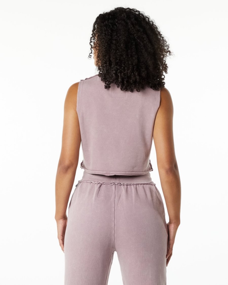 Rose Quartz Alphalete Very Terry Crop Cutoff Women's Tank Top | 6012857-SG