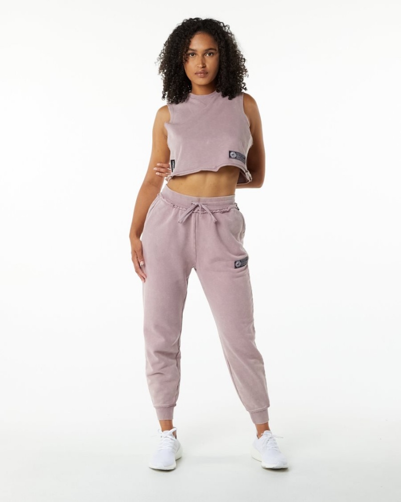 Rose Quartz Alphalete Very Terry Crop Cutoff Women's Tank Top | 6012857-SG