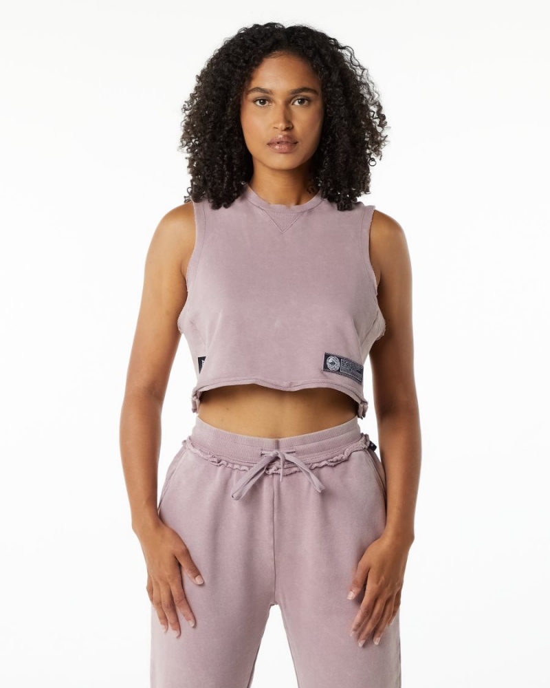 Rose Quartz Alphalete Very Terry Crop Cutoff Women\'s Tank Top | 6012857-SG