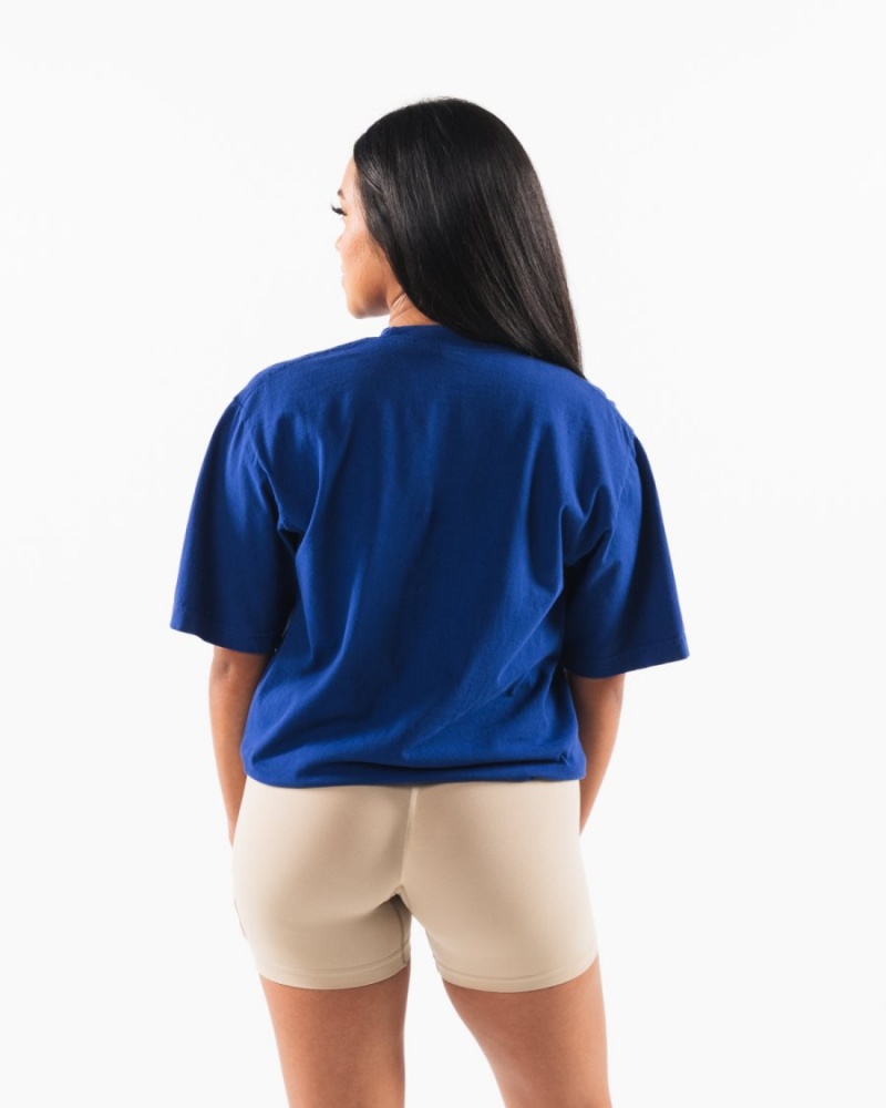 Royal Blue Alphalete AA Beach Tee Women's Shirts | 1469028-NL