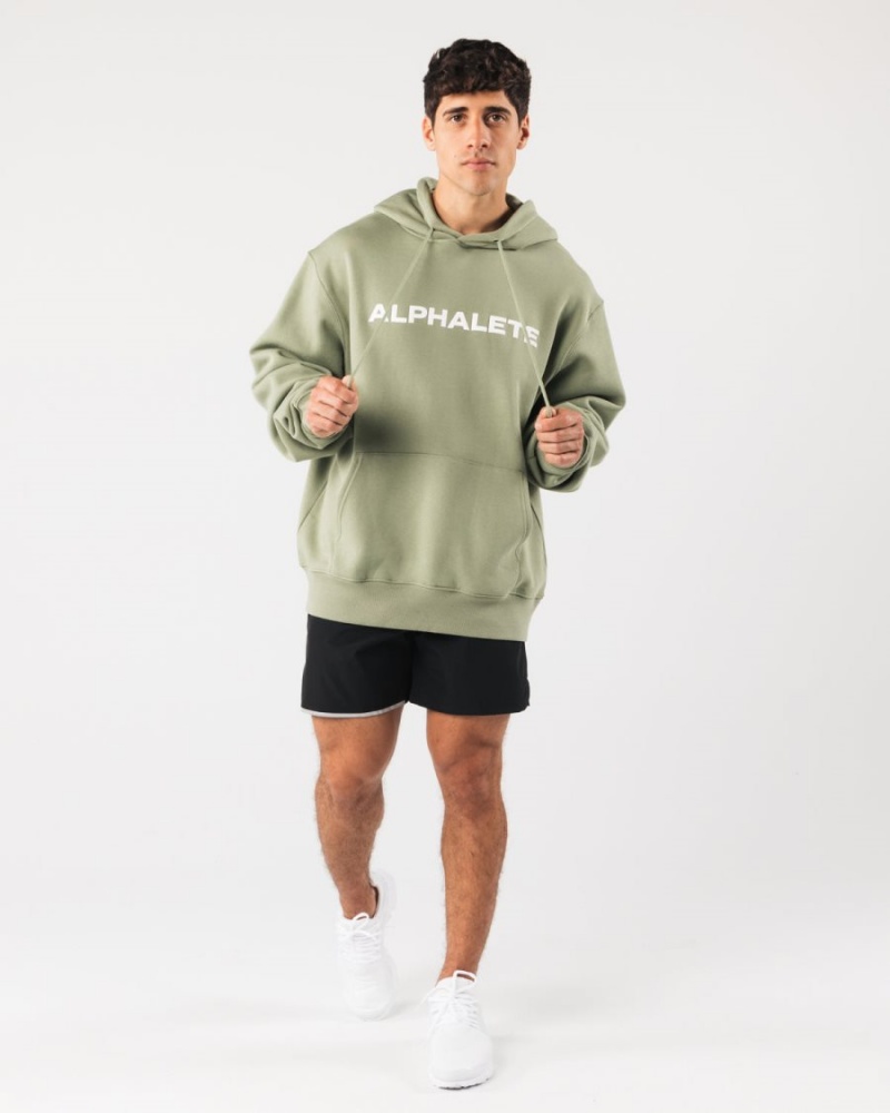 Sage Alphalete Core Hoodie Men's Hoodie | 7806519-LE