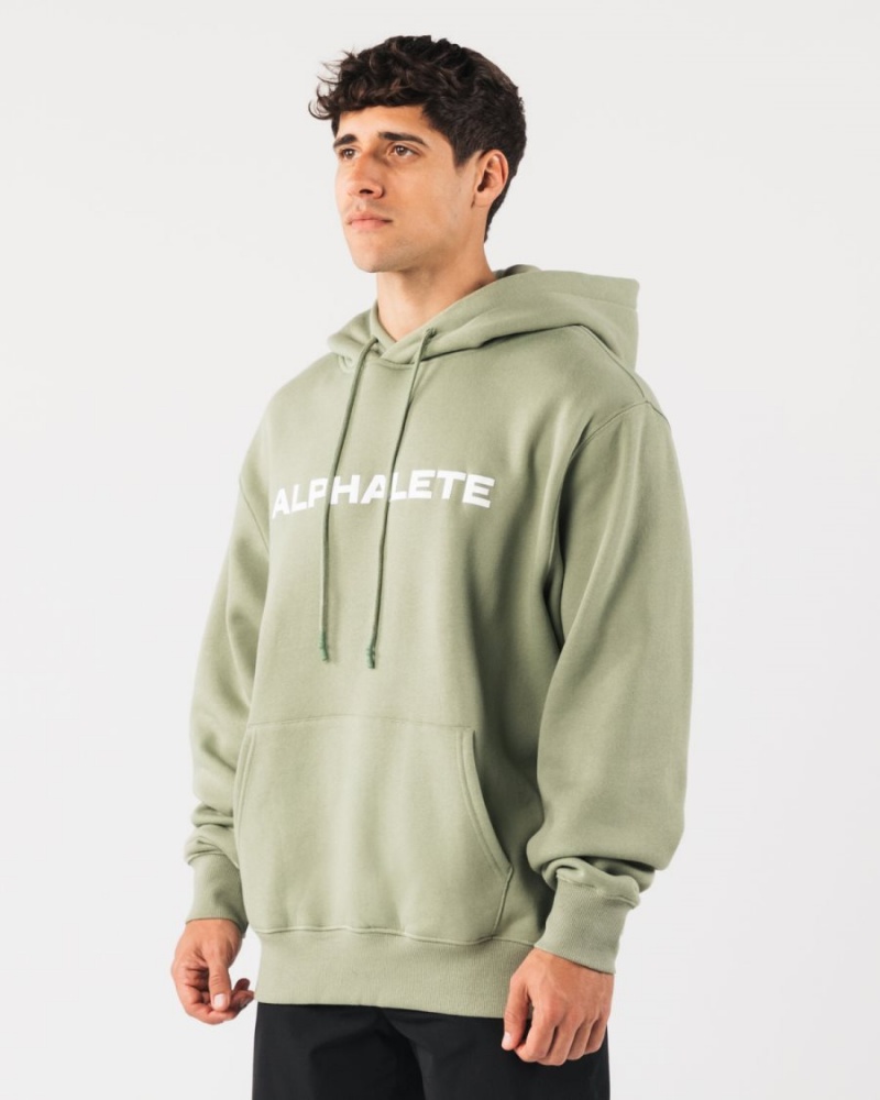 Sage Alphalete Core Hoodie Men's Hoodie | 7806519-LE