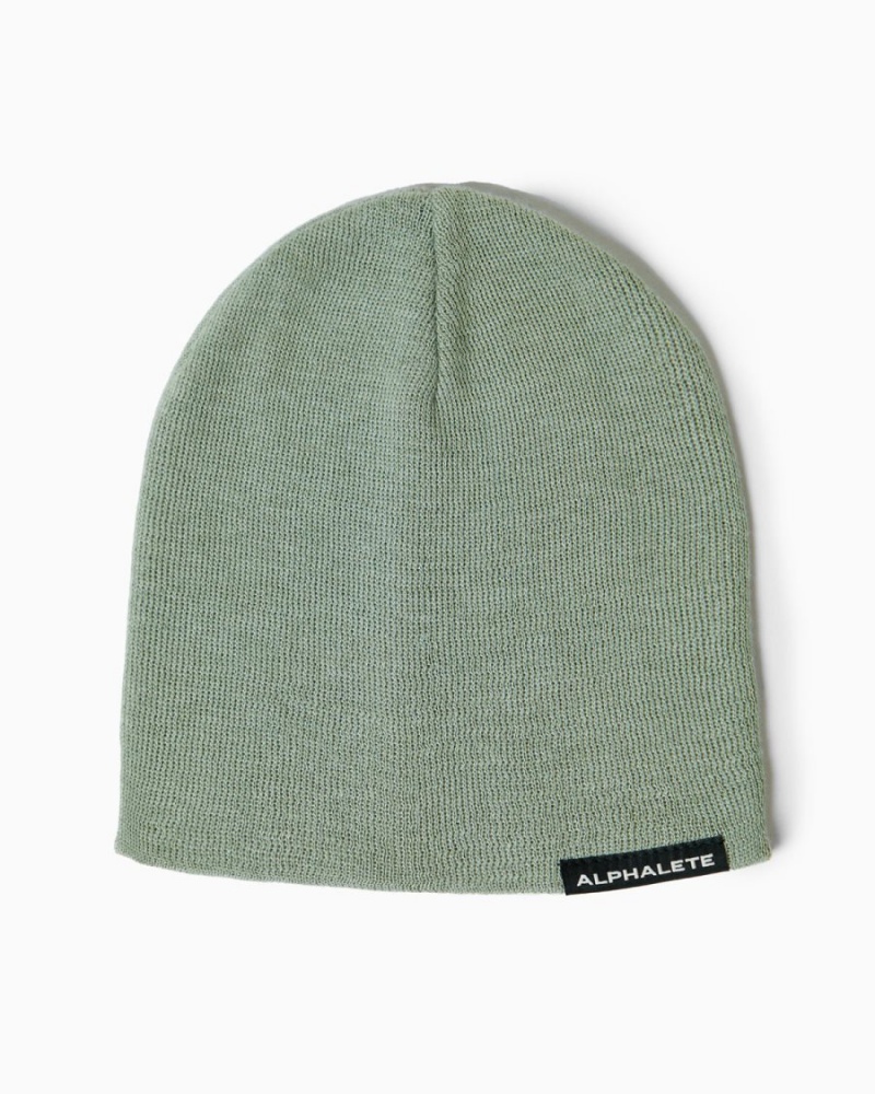 Sage Alphalete Essential Beanie Men's Accessories | 2714690-YD