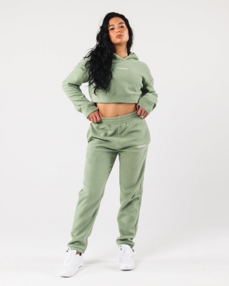 Sage Alphalete King Crop Hoodie Women's Hoodie | 4716398-XI