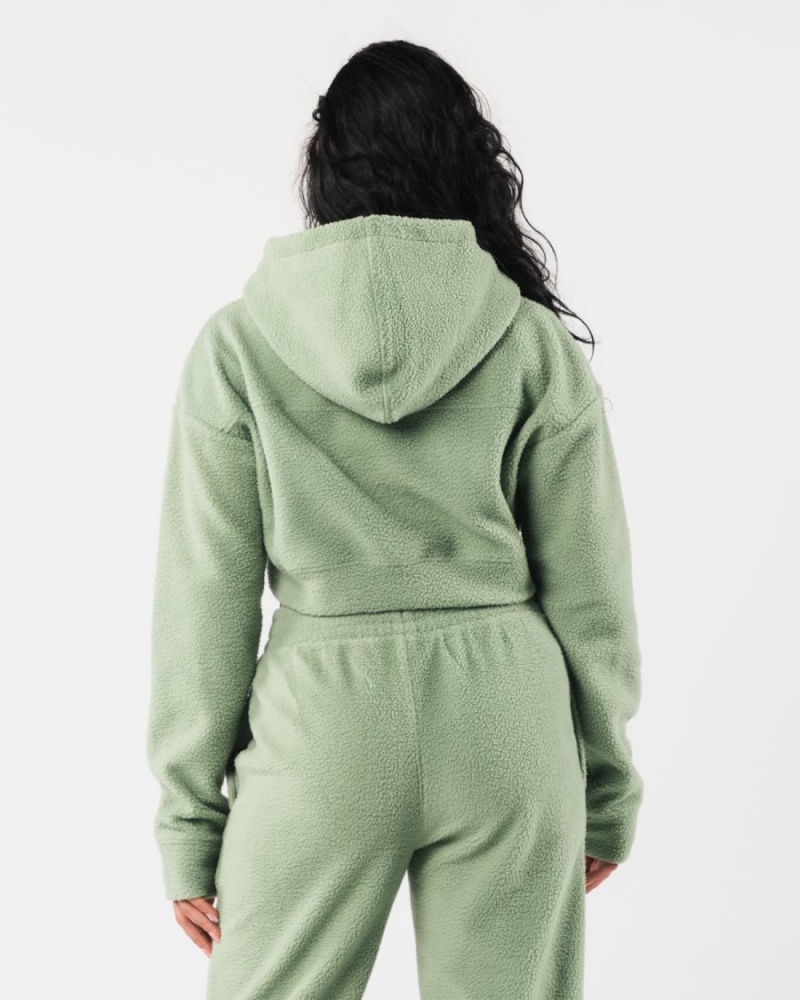 Sage Alphalete King Crop Hoodie Women's Hoodie | 4716398-XI