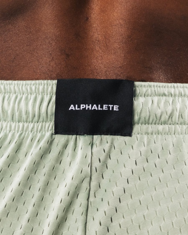 Sage Alphalete Wolf Head Mesh Short 6" Men's Shorts | 4876021-TA