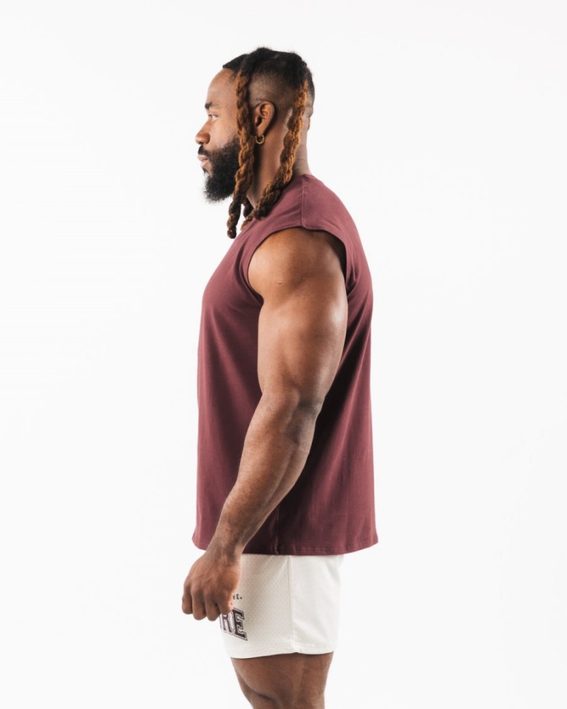 Sangria Alphalete Brushed Wolf Head Muscle Tank Men's Tanks | 0736521-FB