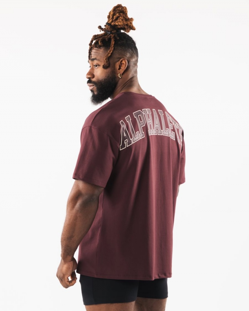 Sangria Alphalete Collegiate Tee Men\'s Shirts | 3419872-DC