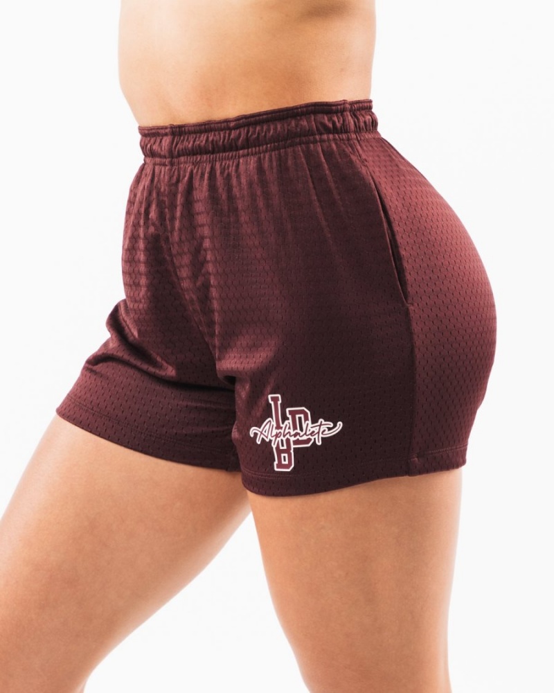 Sangria Alphalete Signature Mesh Short 4" Women's Shorts | 5927180-NU