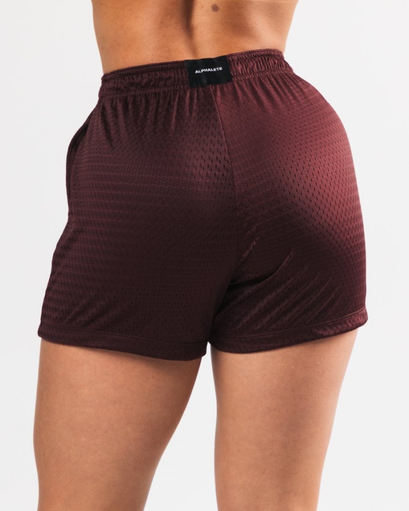 Sangria Alphalete Signature Mesh Short 4" Women's Shorts | 5927180-NU