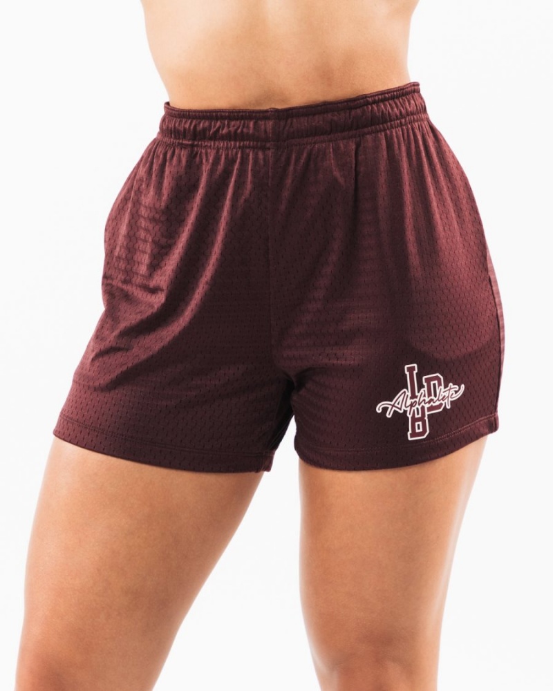 Sangria Alphalete Signature Mesh Short 4" Women\'s Shorts | 5927180-NU