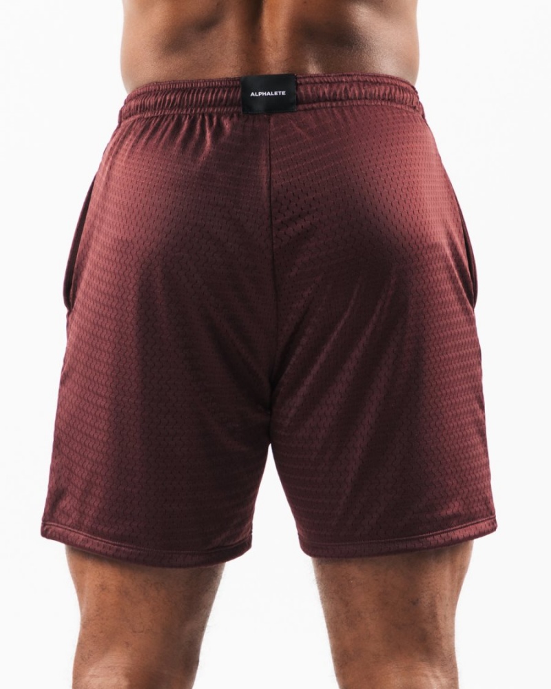 Sangria Alphalete Wolf Head Mesh Short 6" Men's Shorts | 1085439-TV