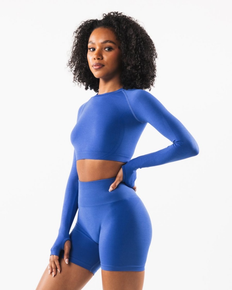 Sapphire Alphalete Stratus LS Crop Women's Long Sleeve | 6279051-MH