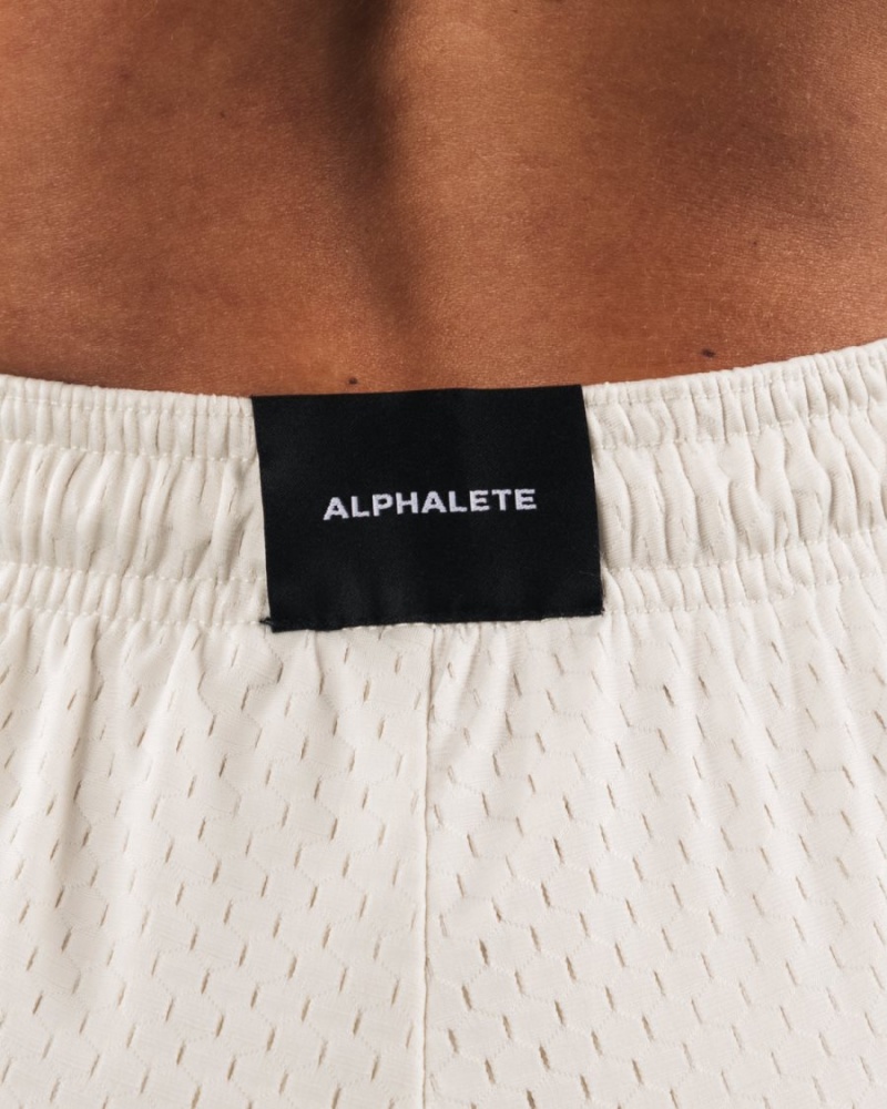 Sea Shell Alphalete Signature Mesh Short 4" Women's Shorts | 7248539-QH