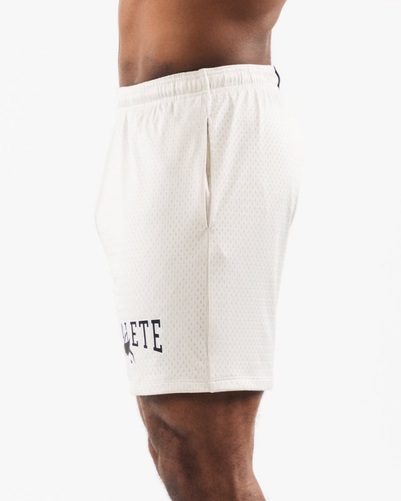 Sea Shell Alphalete Wolf Head Mesh Short 6" Men's Shorts | 9658137-TZ