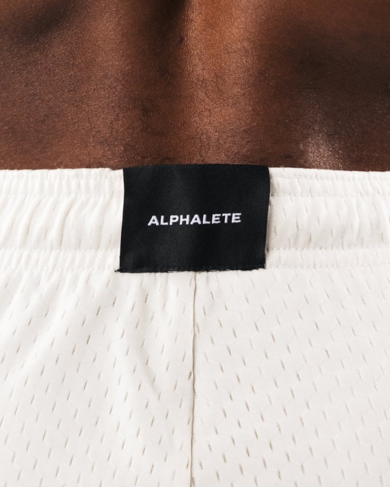 Sea Shell Alphalete Wolf Head Mesh Short 6" Men's Shorts | 9658137-TZ