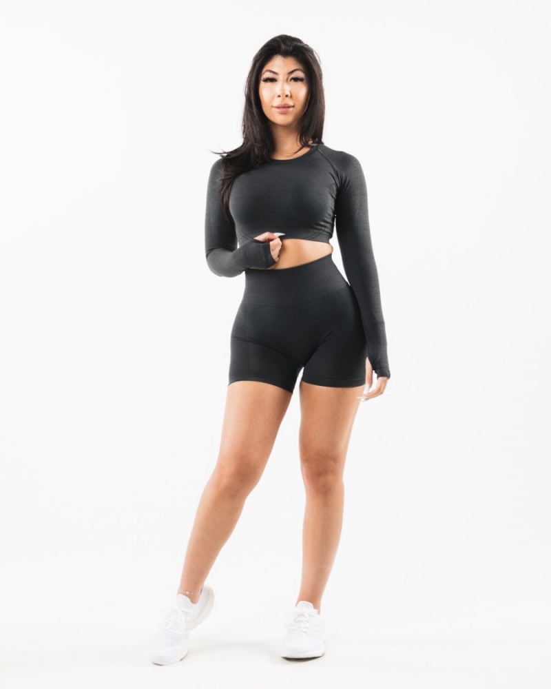 Shadow Alphalete Stratus LS Crop Women's Long Sleeve | 1983604-RF