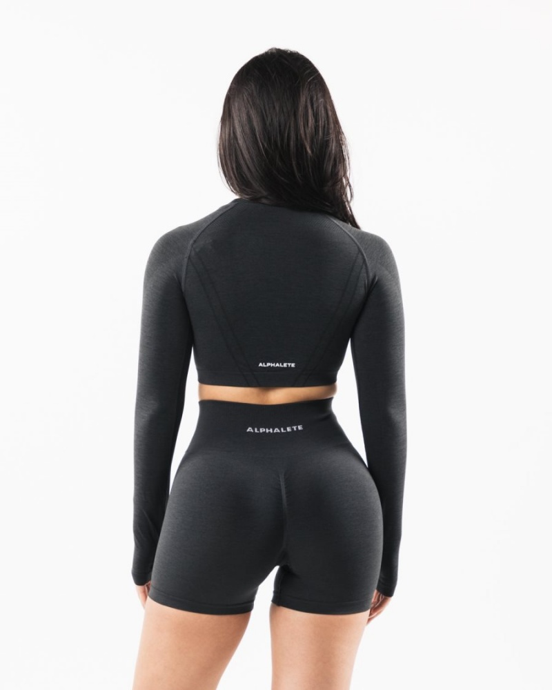 Shadow Alphalete Stratus LS Crop Women's Long Sleeve | 1983604-RF