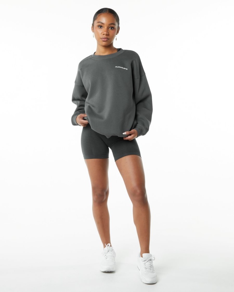 Smoke Alphalete Classic Crew Women's Jackets | 1605289-HE