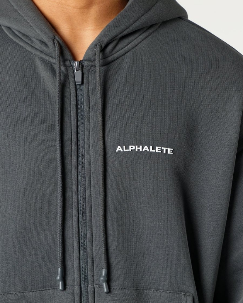 Smoke Alphalete Classic Full-Zip Jacket Men's Jackets | 1259730-CY