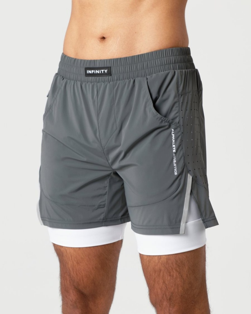 Smoke Alphalete Infinity Speed Short 5.5" Men's Shorts | 9056148-TP