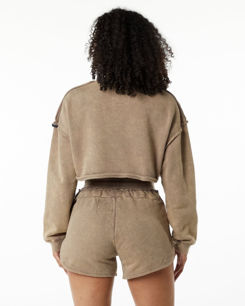 Smokey Quartz Alphalete Very Terry Crop Pullover Women's Jackets | 8312054-CQ