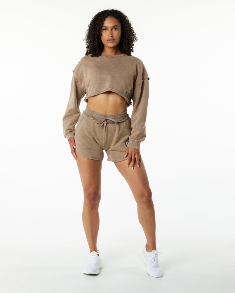 Smokey Quartz Alphalete Very Terry Crop Pullover Women's Jackets | 8312054-CQ