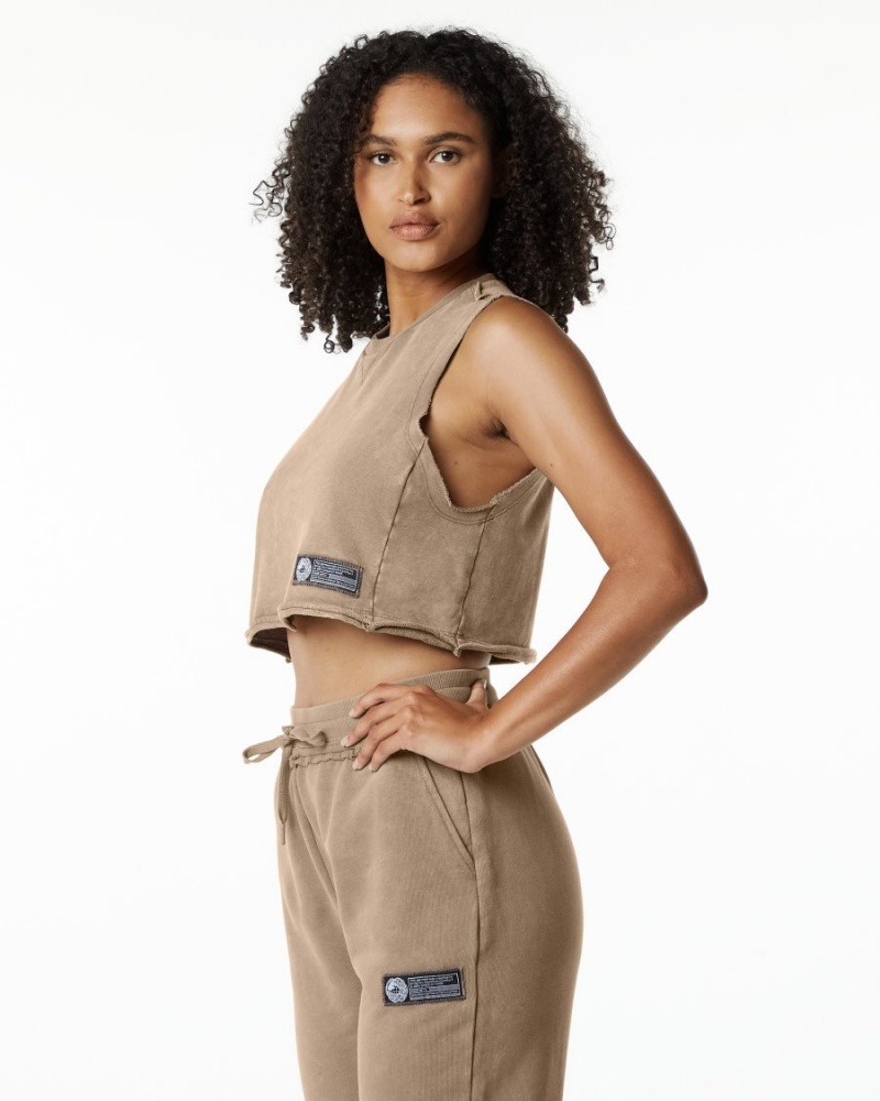 Smokey Quartz Alphalete Very Terry Crop Cutoff Women's Tank Top | 7163450-OD