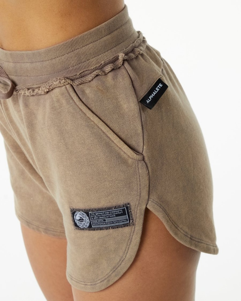 Smokey Quartz Alphalete Very Terry Short Women's Shorts | 0576829-WX