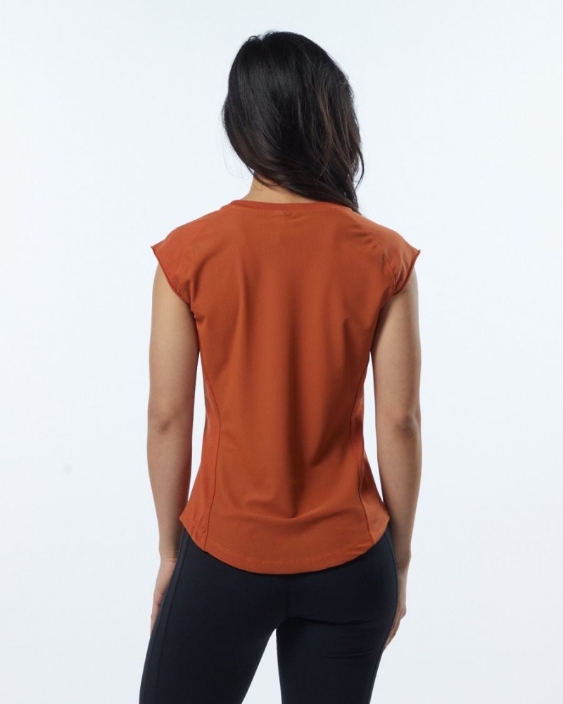 Sour Tangerine Alphalete Velocity Tee Women's Shirts | 3701524-AJ