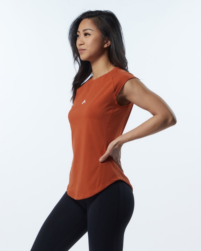 Sour Tangerine Alphalete Velocity Tee Women's Shirts | 3701524-AJ