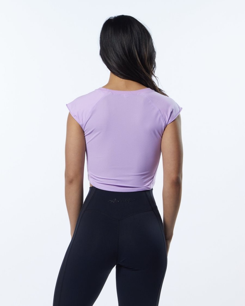 Static Lavender Alphalete Velocity Crop Tee Women's Shirts | 0138246-ZS