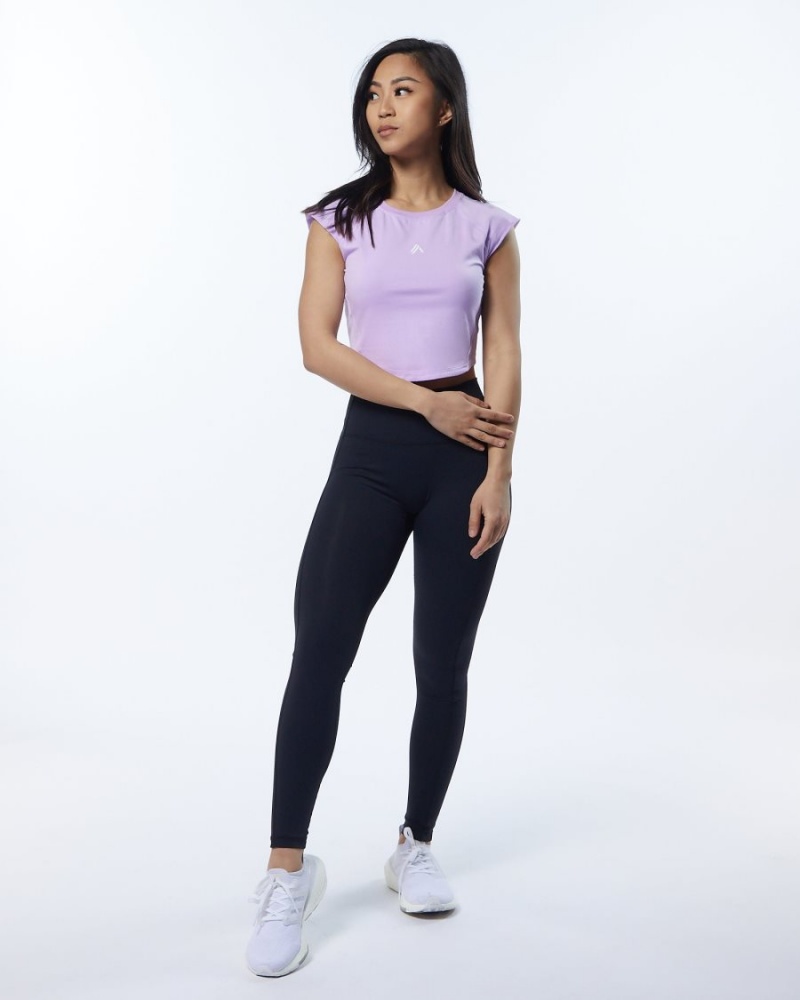 Static Lavender Alphalete Velocity Crop Tee Women's Shirts | 0138246-ZS