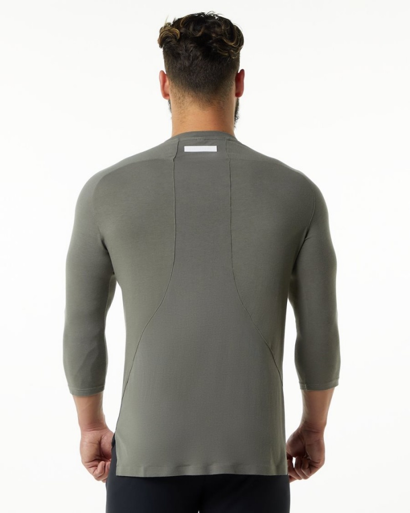 Stone Grey Alphalete Evo 3/4 Sleeve Tee Men's Shirts | 9564813-WX