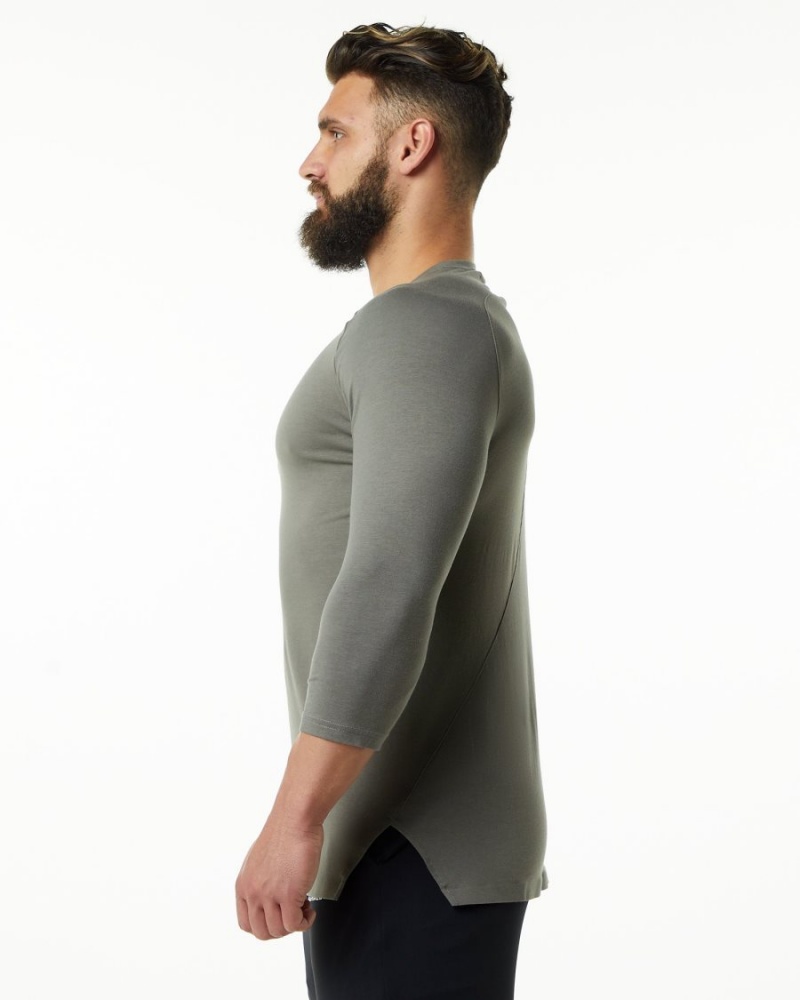 Stone Grey Alphalete Evo 3/4 Sleeve Tee Men's Shirts | 9564813-WX