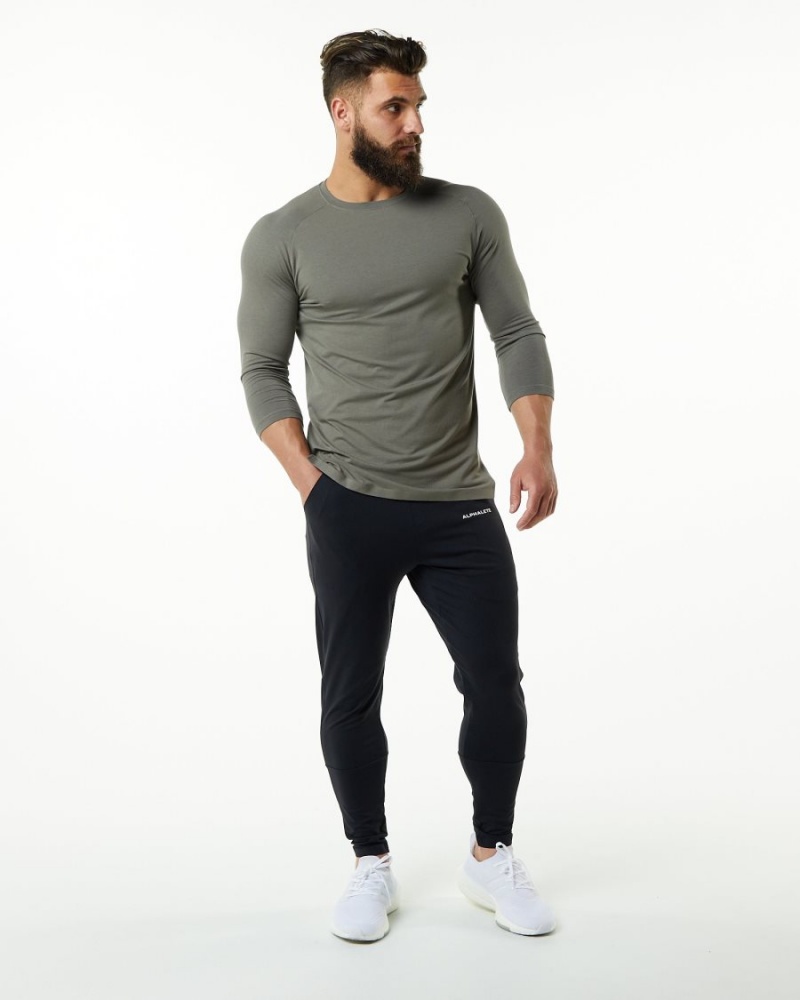 Stone Grey Alphalete Evo 3/4 Sleeve Tee Men's Shirts | 9564813-WX