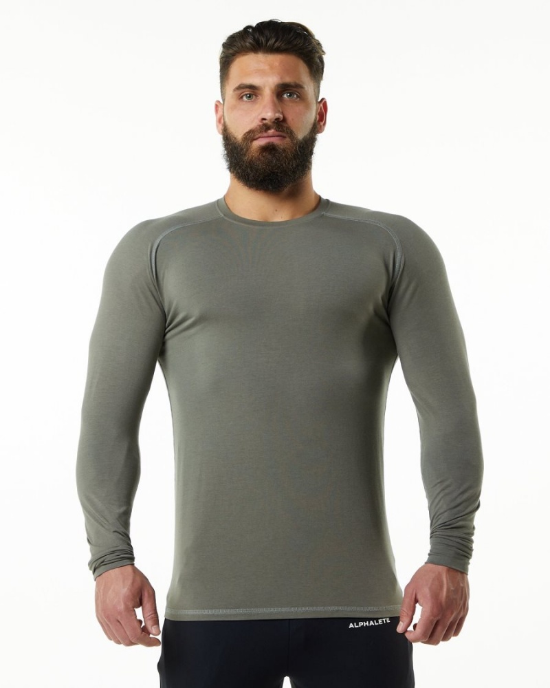 Stone Grey Alphalete Evo Epaulette Tee Men\'s Shirts | 0537264-GS