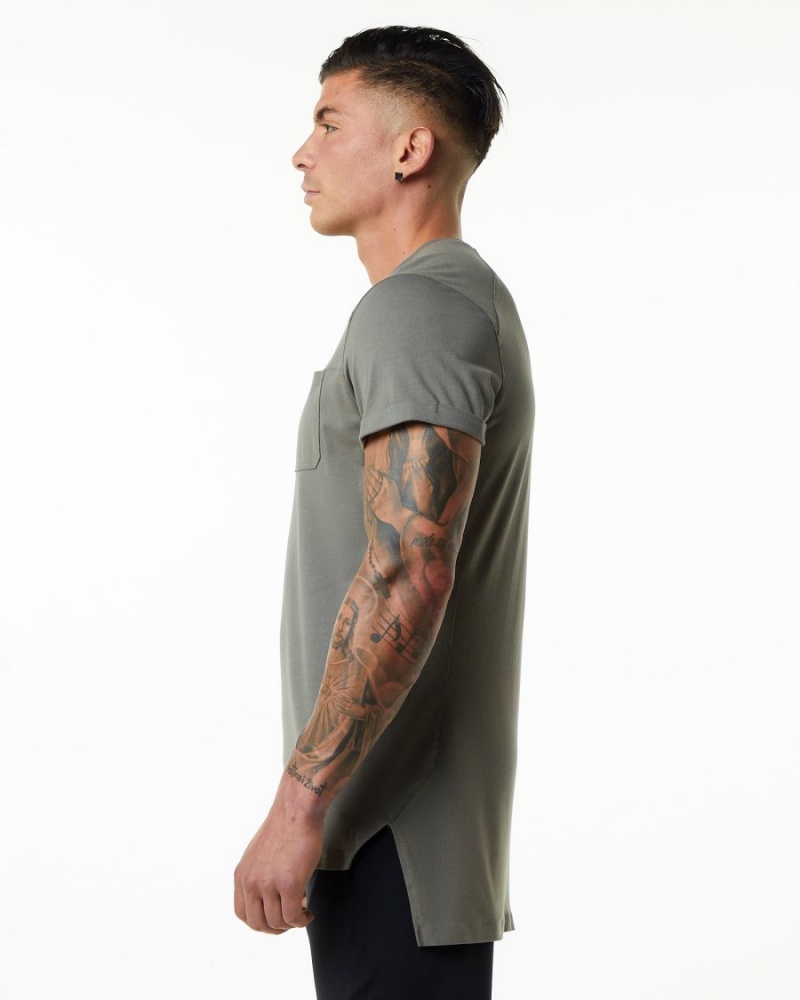 Stone Grey Alphalete Evo Pocket Tee Men's Shirts | 4871092-ZO