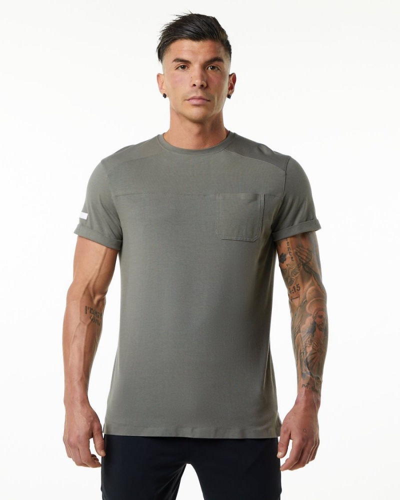 Stone Grey Alphalete Evo Pocket Tee Men\'s Shirts | 4871092-ZO